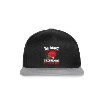 TISCHTENNIS IST WICHTIGER! Tischtennis Verein - Snapback Cap - Schwarz/Grau - Vorne