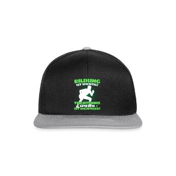 TISCHTENNIS IST WICHTIGER! Tischtennis Verein - Snapback Cap - Schwarz/Grau - Vorne