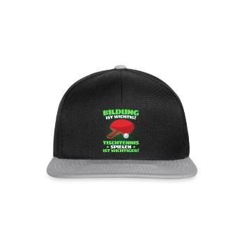 TISCHTENNIS IST WICHTIGER! Tischtennis Verein - Snapback Cap - Schwarz/Grau - Vorne