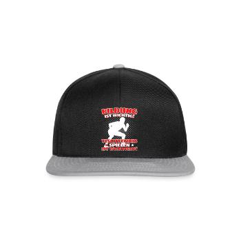 TISCHTENNIS IST WICHTIGER! Tischtennis Verein - Snapback Cap - Schwarz/Grau - Vorne