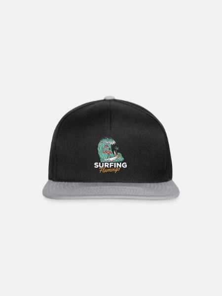 Surfboard Surfing Flamingo Surfer - Water Surfer F - Snapback Cap - Schwarz/Grau