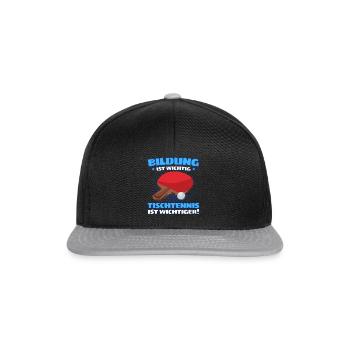 TISCHTENNIS IST WICHTIGER! Tischtennis Verein - Snapback Cap - Schwarz/Grau - Vorne