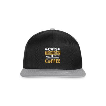 Cat Trombone Coffee Trombonist And Cat Lover Tromb - Snapback Cap - black/grey - Front