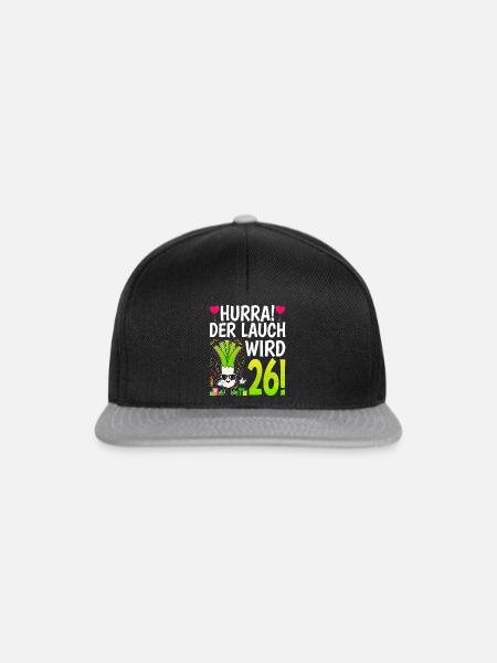 Hurra der Lauch wird 26 - Snapback Cap - Schwarz/Grau