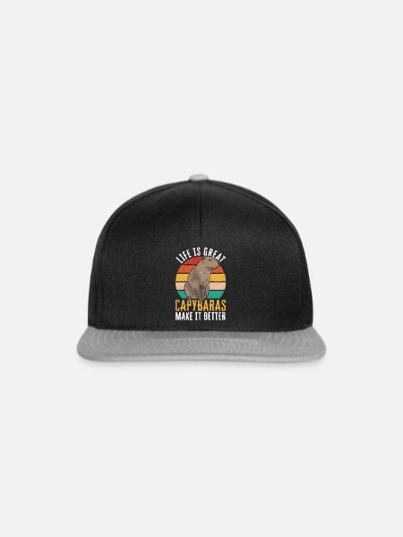 Capybara Nagetier - Snapback Cap - Schwarz/Grau