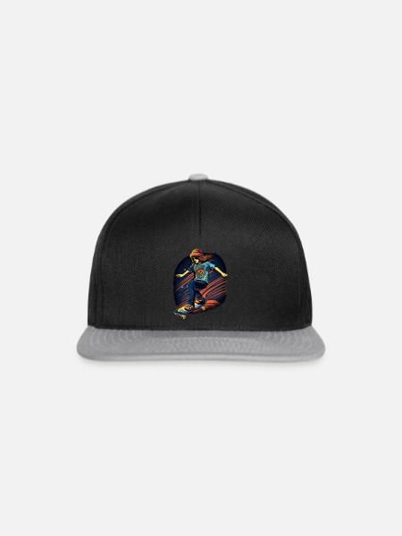 Retro women's skateboard - Snapback Cap - black/grey