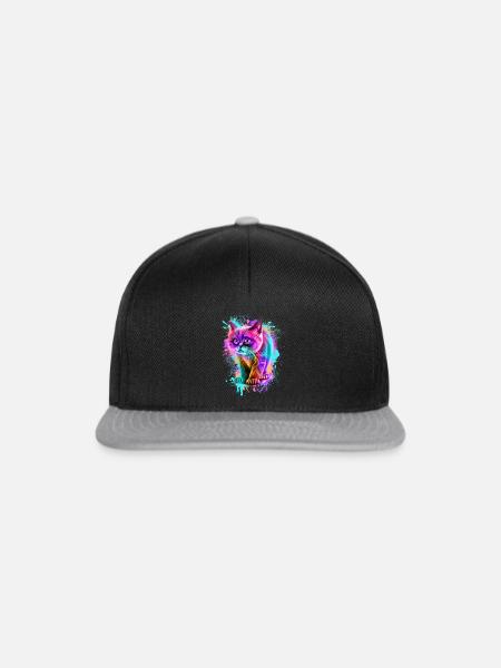 Katze Bunt - Snapback Cap - Schwarz/Grau