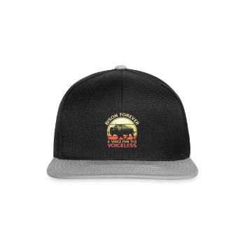 Weltnaturschutztag Retro-Bison Wildlife Tierschutz - Snapback Cap - Schwarz/Grau - Vorne