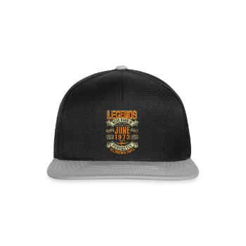 1973 Juni Geburtstag Legende - Snapback Cap - Schwarz/Grau - Vorne