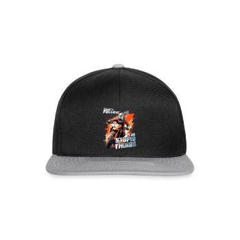 Don't follow me - Cooler Dirtbike Motocross Spruch - Snapback Cap - Schwarz/Grau - Vorne