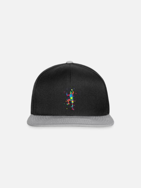 Low Poly Bergsteiger Polygon Wandklettern - Snapback Cap - Schwarz/Grau