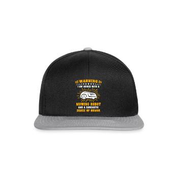 Mähroboter Rasenmäher Roboter Rasenmähroboter - Snapback Cap - Schwarz/Grau - Vorne