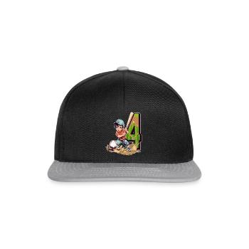 Anniversaire de baseball - 4 ans Garçon - 4. - Casquette snapback - noir/gris - Devant