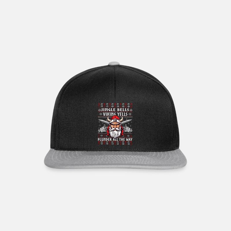 Lustige Jingle Bells Wikinger Weihnachten Hässlicher Pullover - Snapback Cap - Schwarz/Grau