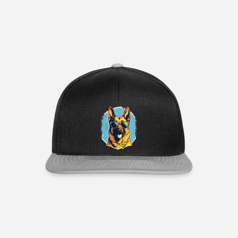 Deutscher Schäferhund mit Sonnenbrille im Sommer - Snapback Cap - Schwarz/Grau