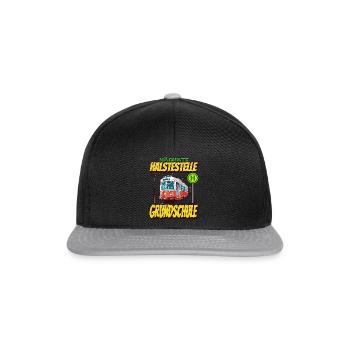 Nächste Haltestelle Grundschule - Kids Straßenbahn - Snapback Cap - Schwarz/Grau - Vorne