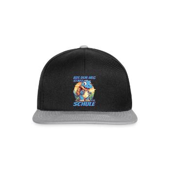Aus dem Weg Ich muss in die Schule - Dinosaurier - Snapback Cap - Schwarz/Grau - Vorne