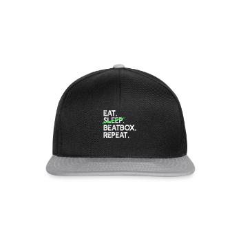Beatboxer - Eat Sleep Beatbox Repeat - Beatboxing - Casquette snapback - noir/gris - Devant