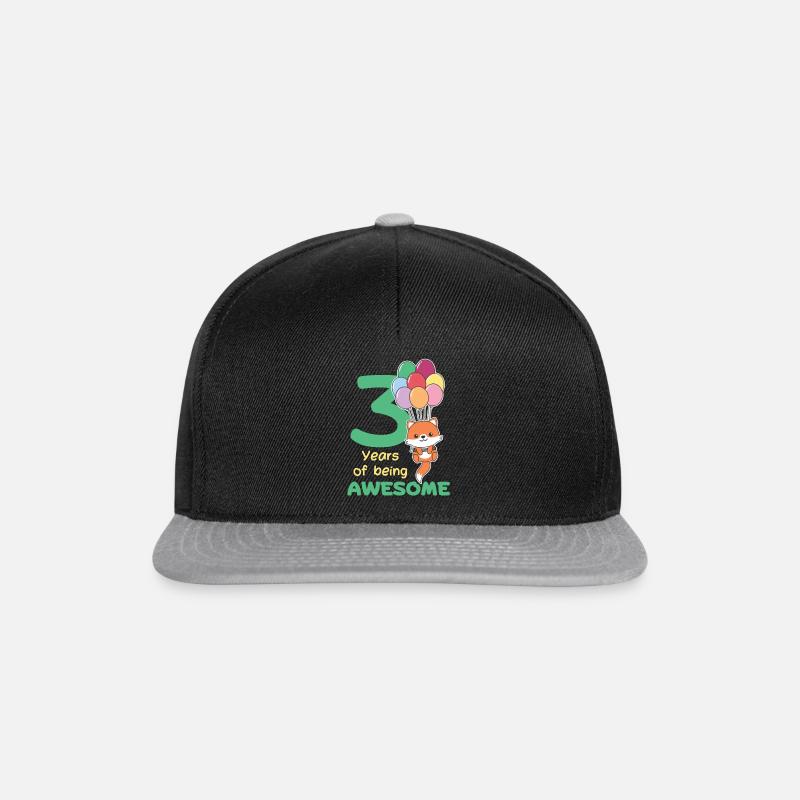 Renard pour les enfants de 3e anniversaire de trois ans - Casquette snapback - noir/gris