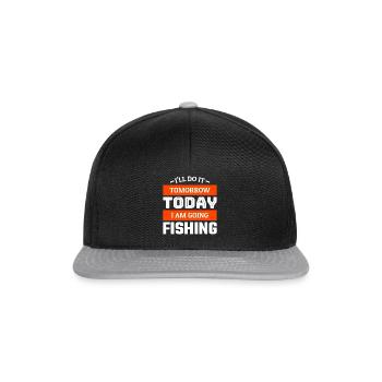 Lustiges Angler T-Shirt Geschenkidee für Fischer - Snapback Cap - Schwarz/Grau - Vorne