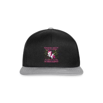 Schulkind Einschulung Schulanfang Mädchen Idee - Snapback Cap - Schwarz/Grau - Vorne