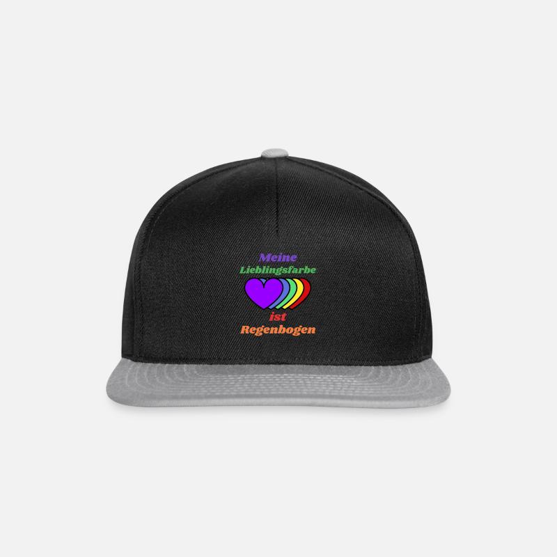 Lieblingsfarbe Regenbogen Herzen - Snapback Cap - Schwarz/Grau
