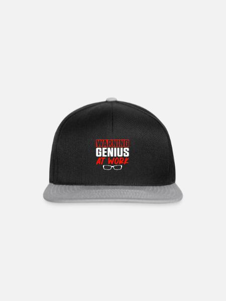 Warning Genius At Work - Snapback Cap - Schwarz/Grau