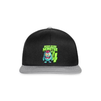 Dieses kleine Monster ist 4 - vier Jahre - 4. - Snapback Cap - Schwarz/Grau - Vorne