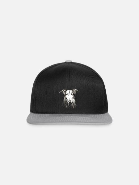 Hundeportrait - Barsoi - Snapback Cap - Schwarz/Grau
