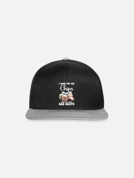 Poker Pokerspieler Pokerkarten - Snapback Cap - Schwarz/Grau
