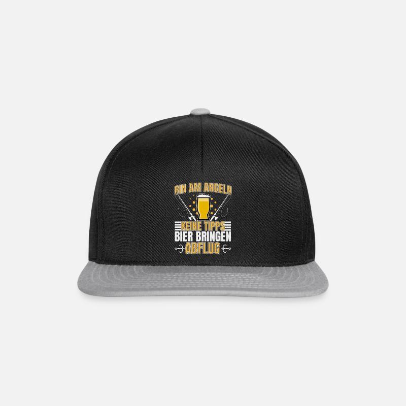 Bin am Angeln Keine Tipps! Bier bringen, Abflug! - Snapback Cap - Schwarz/Grau