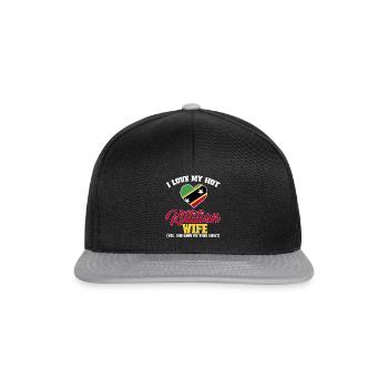 St. Kitts und Nevis Flagge - Snapback Cap - Schwarz/Grau - Vorne