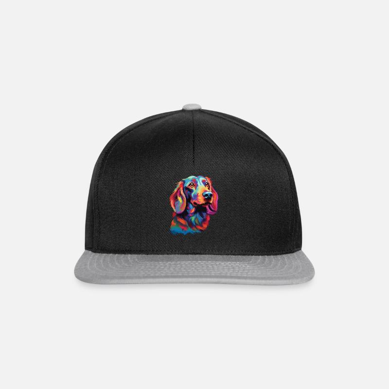 Wasserfarben Farbenfroher Dackel - Snapback Cap - Schwarz/Grau