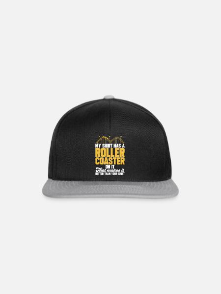 Achterbahn Rollercoaster Freizeitpark - Snapback Cap - Schwarz/Grau