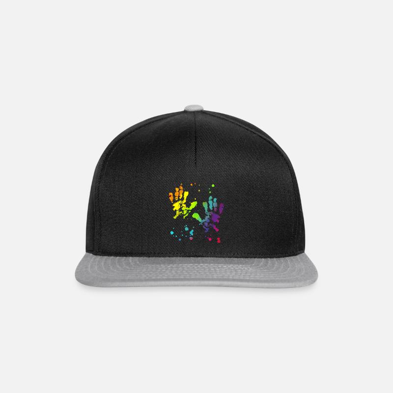 Bunte Hände, Hände, bunt, LGBT - Snapback Cap - Schwarz/Grau