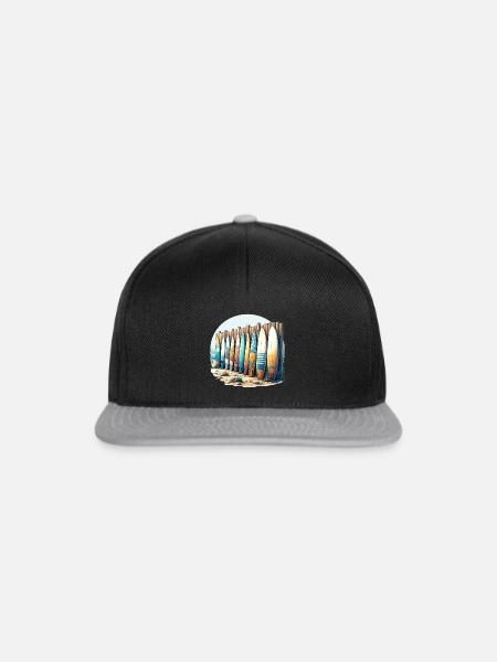 Beachside Surfboard Collection - Snapback Cap - Schwarz/Grau