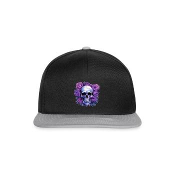 Eternal Blossoms - Skull & Purple Roses - Snapback Cap - black/grey - Front