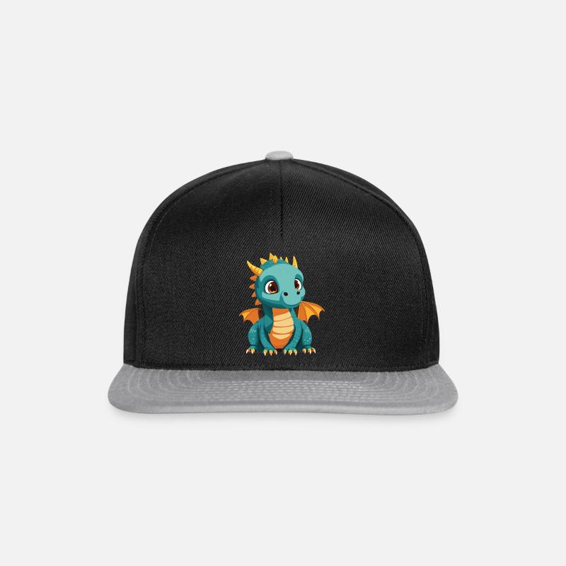 Mignon bébé dragon dans le style de dessin animé - Casquette snapback - noir/gris