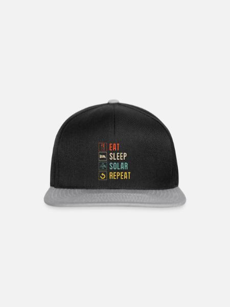 Solarmodul Solarenergie Solarstrom - Snapback Cap - Schwarz/Grau
