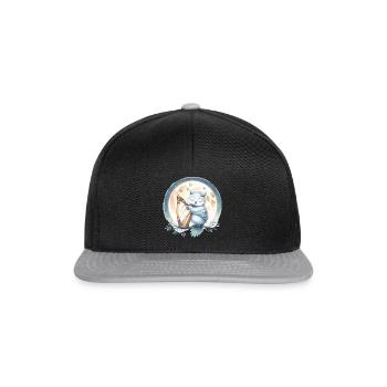 Owl playing harp in the moonlight - Snapback Cap - black/grey - Front