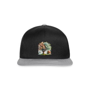 Cabane dans les arbres confortable entourée de pommiers en fleurs - Casquette snapback - noir/gris - Devant