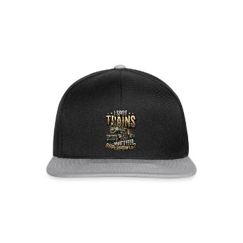 Trainspotting Zug Liebhaber Züge - Snapback Cap - Schwarz/Grau - Vorne