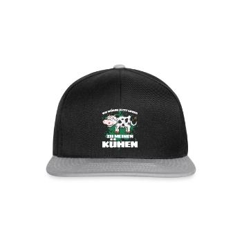 I'D RATHER GO TO MY COWS NOW! Fun - Snapback Cap - black/grey - Front