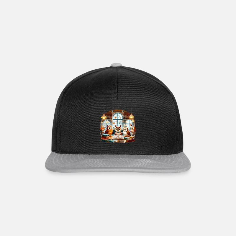 Eulen in der Musikbibliothek - Snapback Cap - Schwarz/Grau