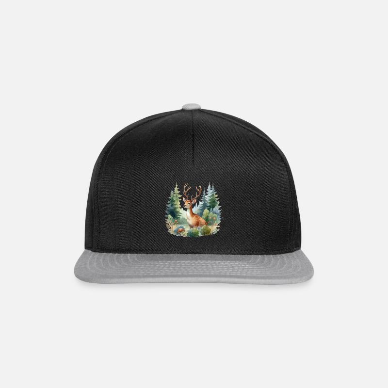 Le cerf écoute les sons de la nature - Casquette snapback - noir/gris
