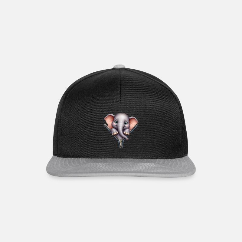 Eléphant avec fermeture éclair - Casquette snapback - noir/gris