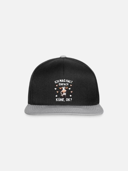 VERRÜCKTE KUH LADY - Lustiges Bauerin Landwirtin - Snapback Cap - Schwarz/Grau