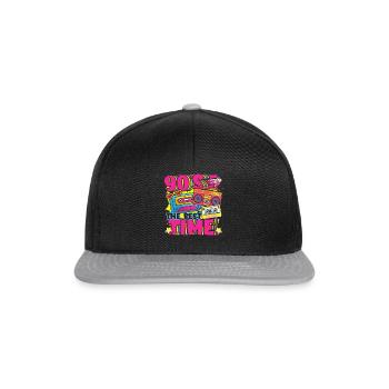 90s The Best Time - 90er Mottoparty - Snapback Cap - Schwarz/Grau - Vorne