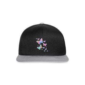 Schmetterling Schmetterling Tier bunt Farbe - Snapback Cap - Schwarz/Grau - Vorne