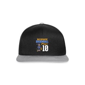Broomball Player Kids 10th Birthday Broomball - Snapback Cap - Schwarz/Grau - Vorne